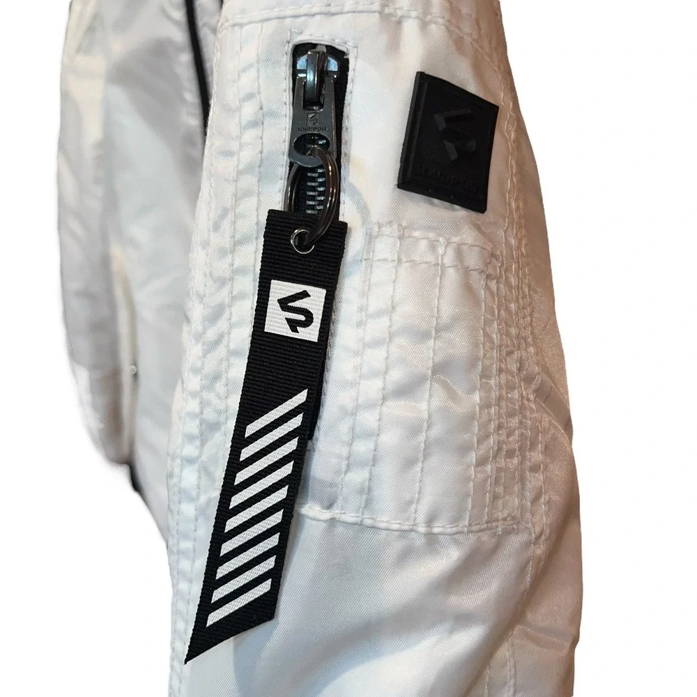 Southpole Boys Shiny White Bomber Jacket‎ Black Trim Size M 10/12